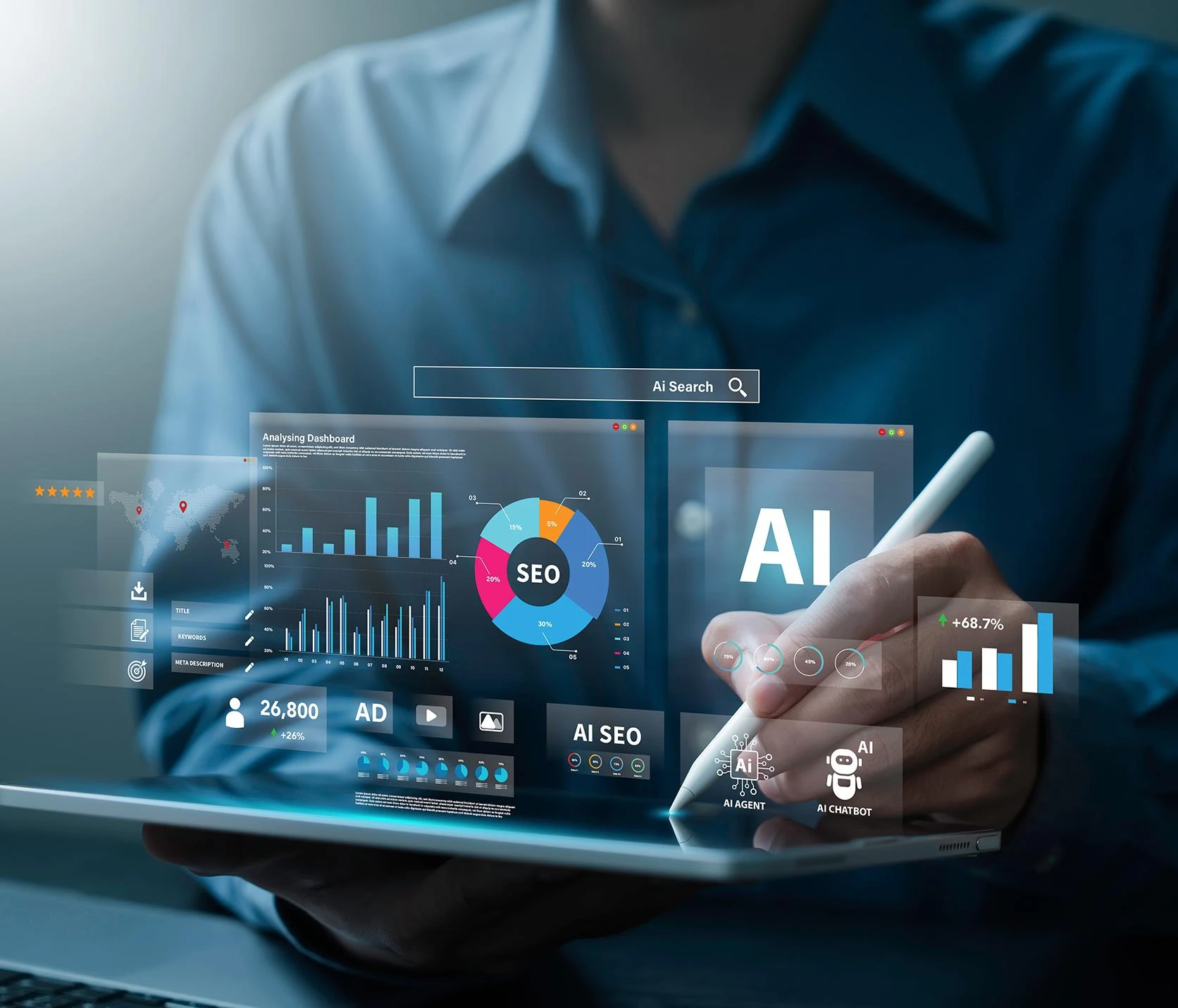 AI-assisted marketing analytics illustration from the PrismArc presentation